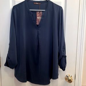 Womens 3/4 sleeve blue blouse